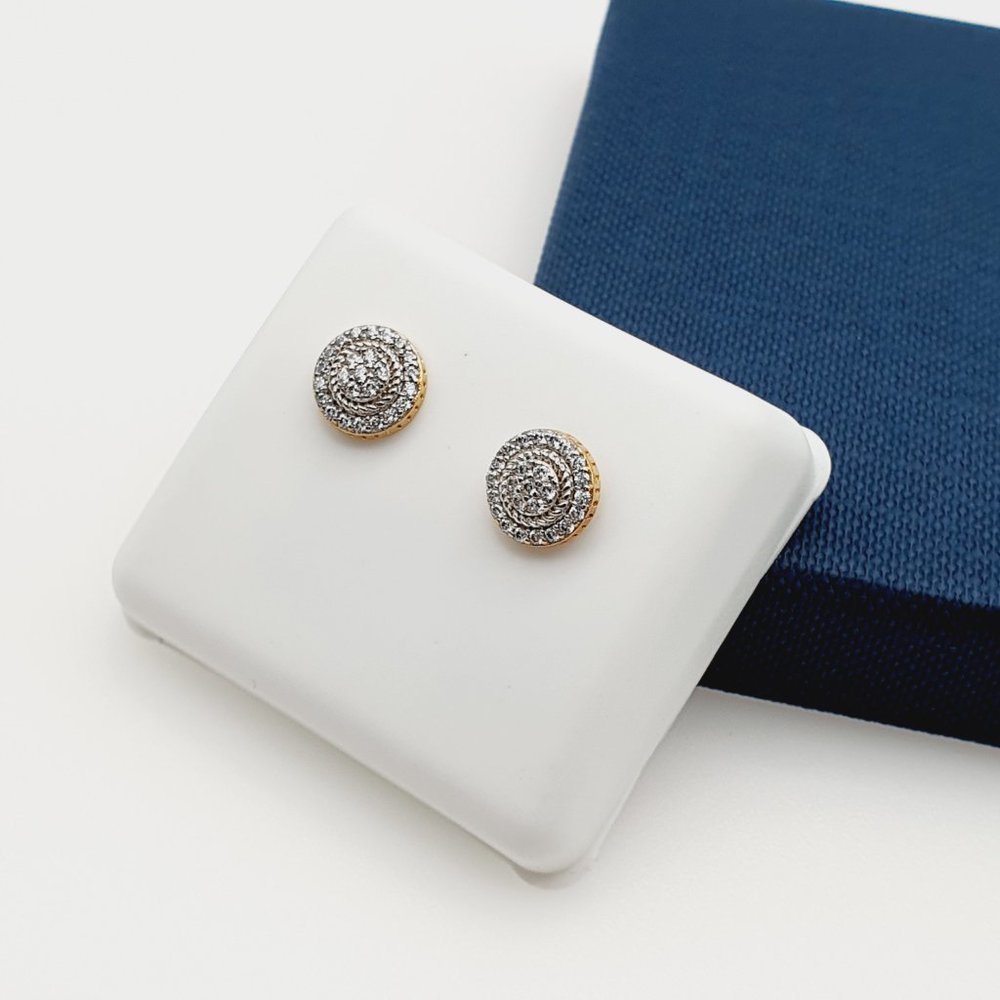14K Gold Plated Cubic Zircon Earrings, INUS1BR143 - Picture 4 of 9